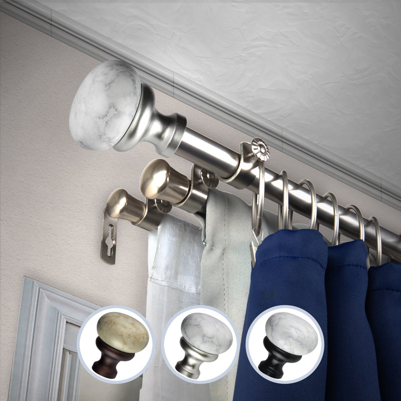 Tringle à rideaux triple 28/48 po Merlyn 13/16 po Merlyn, H 4 po x l 84 po x P 5,5 po, Argent