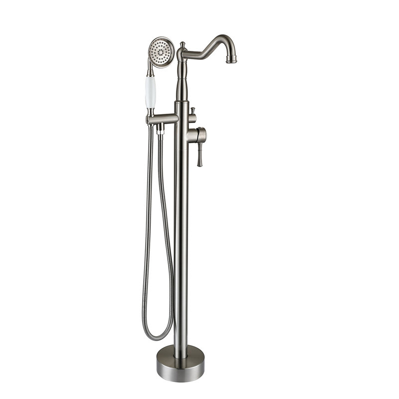 Robinet de baignoire avec douche à main en nickel brossé - métal, 44,33 po Vaporisateur pour le corps entier 12,87 lb Deep Modern