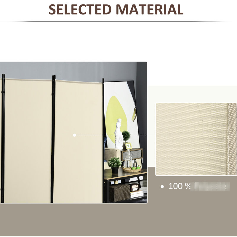 Paravent de 6 pi, paravent 3 panneaux beige. Option de pliage à double charnière. Structure en métal robuste. Gain de place. 73,74 po H x 99,5 po L 20,29 po. Diviseur de décoration intérieure pliable