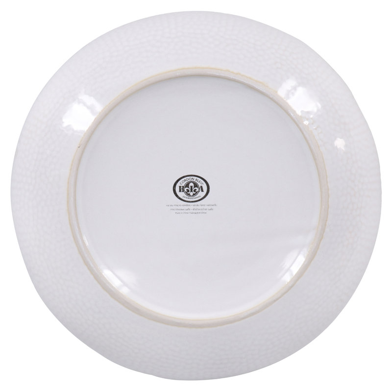 White Textured Ceramic Round Pasta and Salad Bowl Set