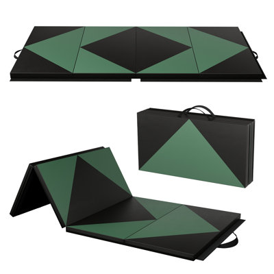 Polar Aurora 4'x8'x2'' Multipe Colors Thick Gymnastics Mat,Folding Gym Exercise Mats,Stretching Fitness Yoga Mat（Green+Black）