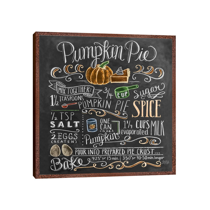 Pumpkin Pie Recipe - Print on Canvas, 66.04cm H x 66.04cm W x 3.81cm D, Classic Brown Wood Floater Framed
