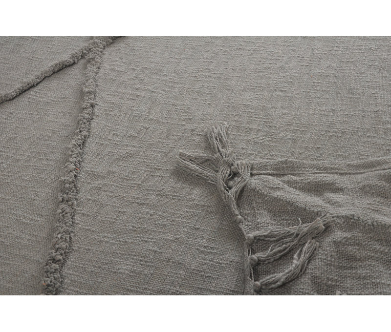 Jeté en coton tissé crème, Gris