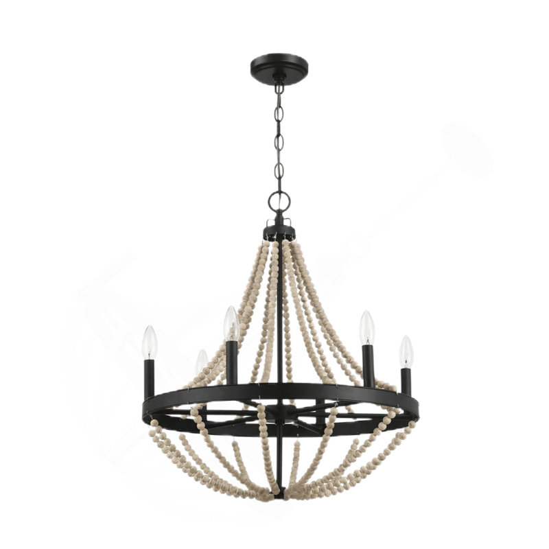 Luminaire suspendu en bois perlé noir Starry