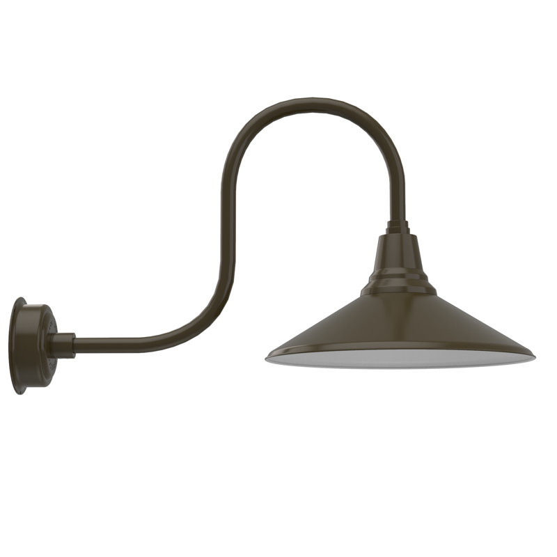 Luminaire de grange d’extérieur à del Albali, H 9 po x l 8 po x P 17 po, Bronze acajou