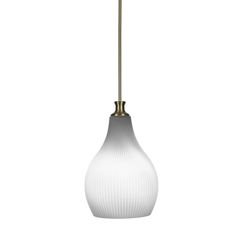 Carina Stem Hung Pendant With 12.25" Glass, Frosted, New Age Brass