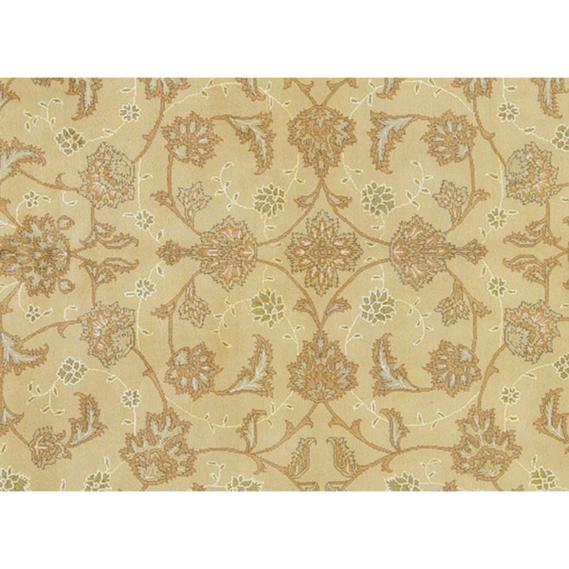 Hand Knotted Wool Area Rug in Gold