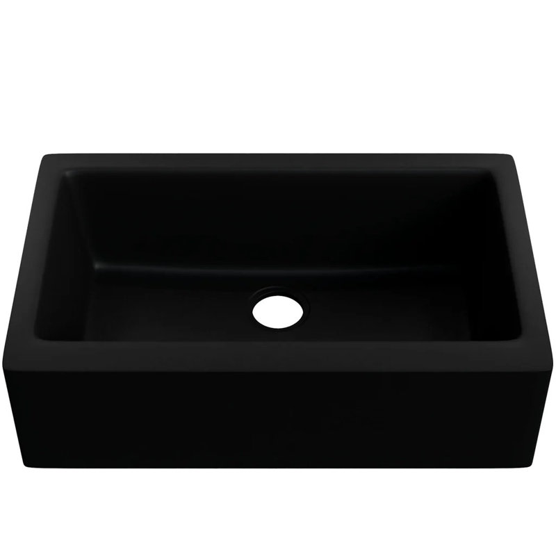 Évier de cuisine à simple cuve en granite, Noir absolu
