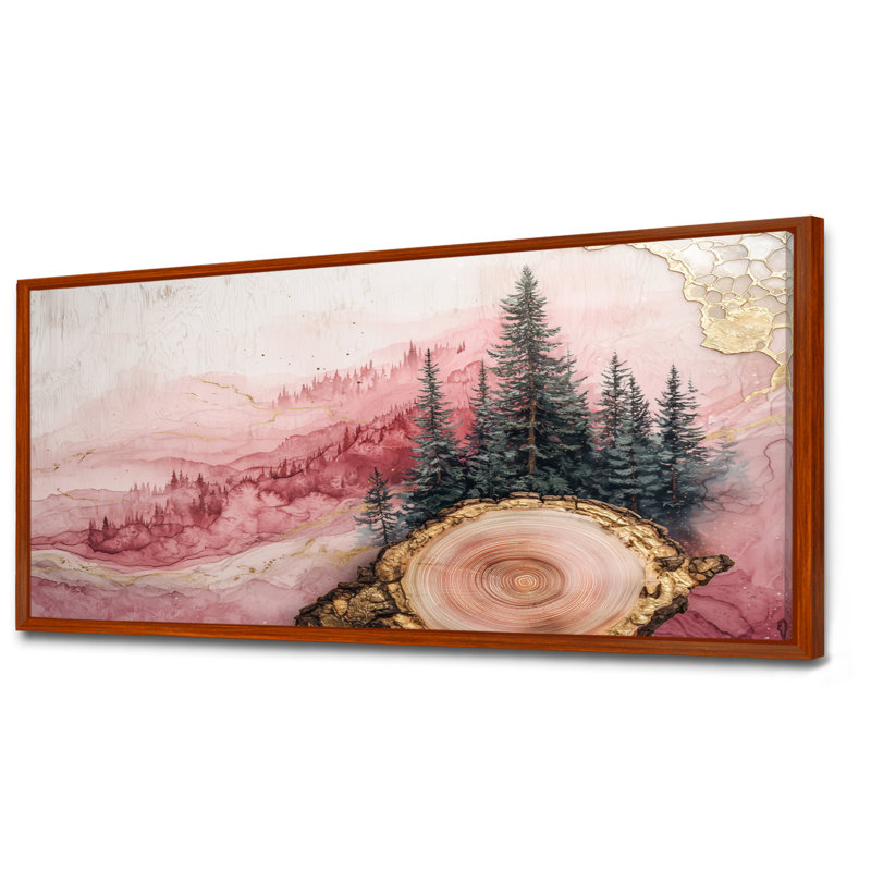 Glyndora Ruby Crystal Lake Into The Pine Forest III - lac, art mural, H 28 po x l 60 po, Cadre flottant, Brun