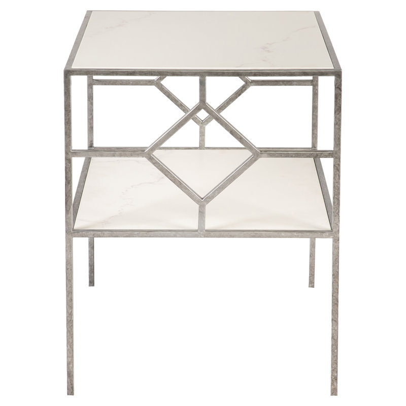 Birmingham End Table with Storage, Royal Silver
