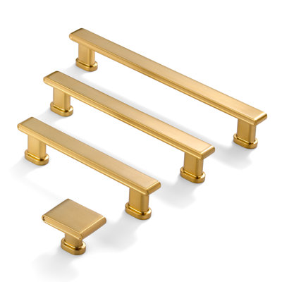New Collection 3.75" (96mm) Center to Center Gold Kitchen Drawer Bar Pulls With Round Pillar Base