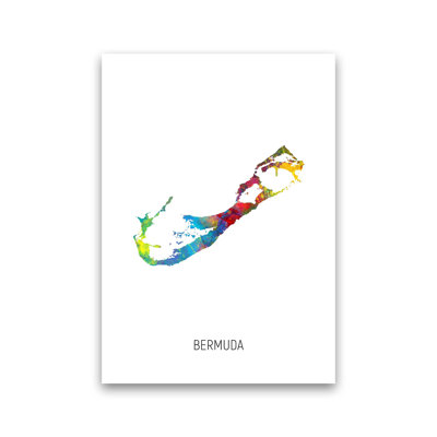 Bermuda Watercolour Map by Michael Tompsett - Print