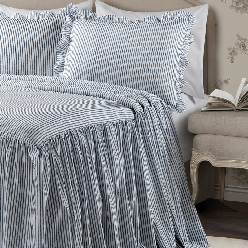 Reyna Microfiber Reversible 3 Piece Bedspread Set, King Bedspread + 2 King Shams, Navy