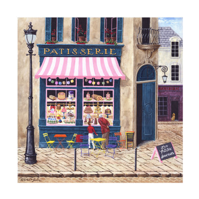 Wrapped Canvas Wall Art - Art Poulin 'Afternoon in Paris - Patisserie' Wall Art for Living Room, Bedroom, or Office Décor  - 18x18
