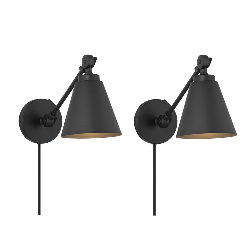 Weston 1-Light Wall Sconce in Black (Set of 2), Black