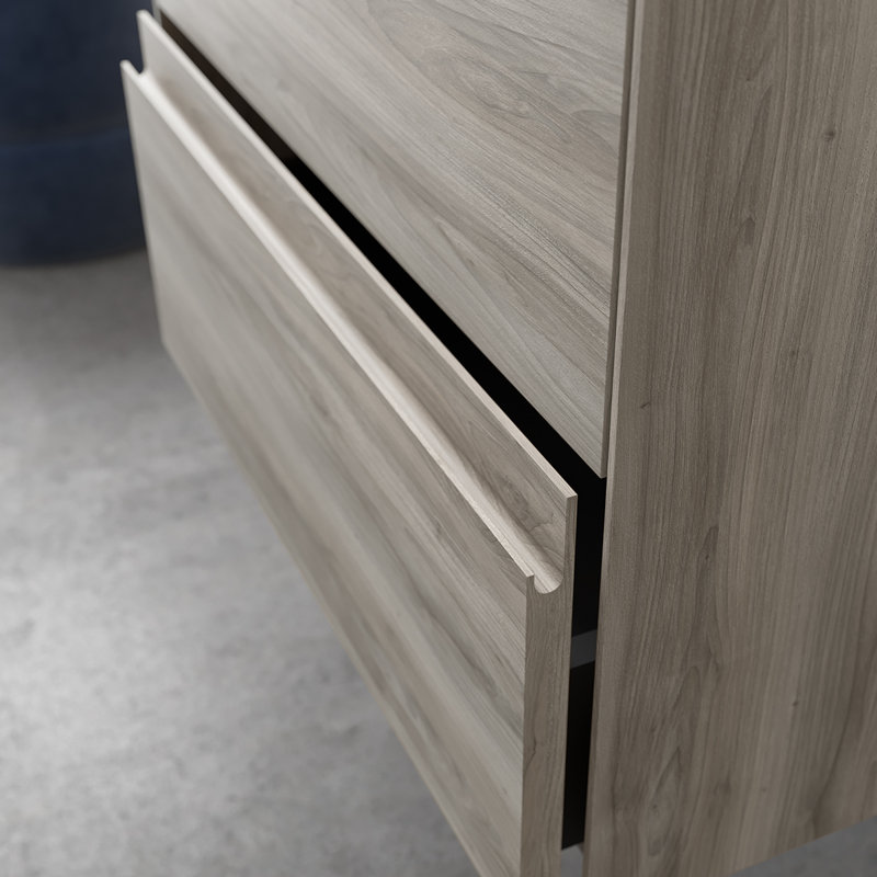 Perla 46.8" Wall Mounted Double Bathroom Vanity Base Only, Gray Pine