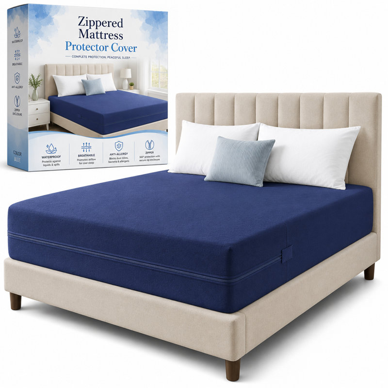 Housse de protection à fermeture à glissière pour matelas, imperméable, facile à nettoyer, s'adapte au matelas, Petit simple