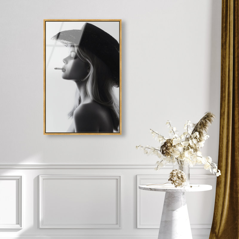 Desert Cowgirl Print, 37"H x 25"W, Gold Floater Frame