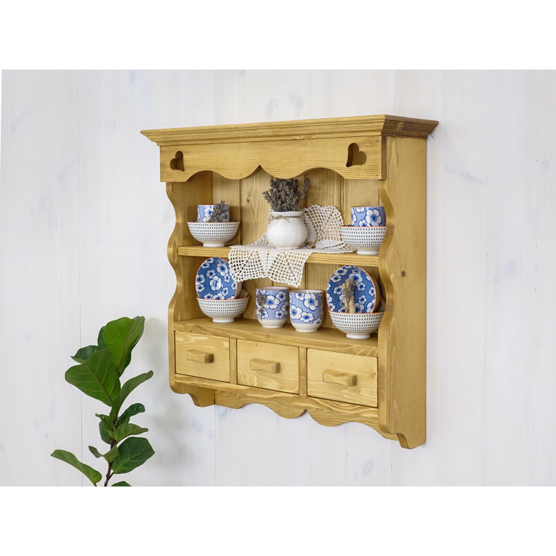 Dambrosio 2 Piece Spruce Solid Wood Tiered Shelf with Drawer