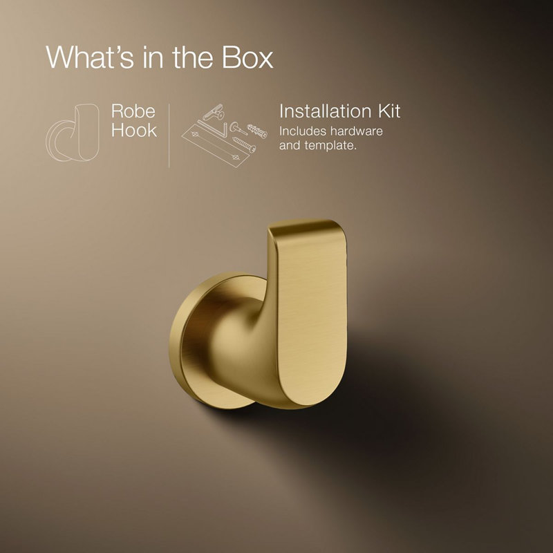 Avid® Robe Hook, Vibrant Brushed Moderne Brass
