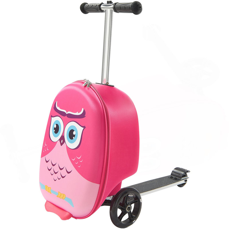 Ride-On Luggage 20-Inch Kids Scooter Suitcase With Flash Wheels Pink