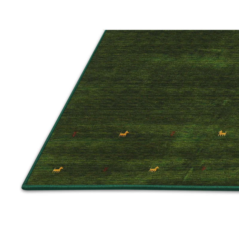 Tapis contemporain vert foncé, Rectangle 4 pi x 6 pi