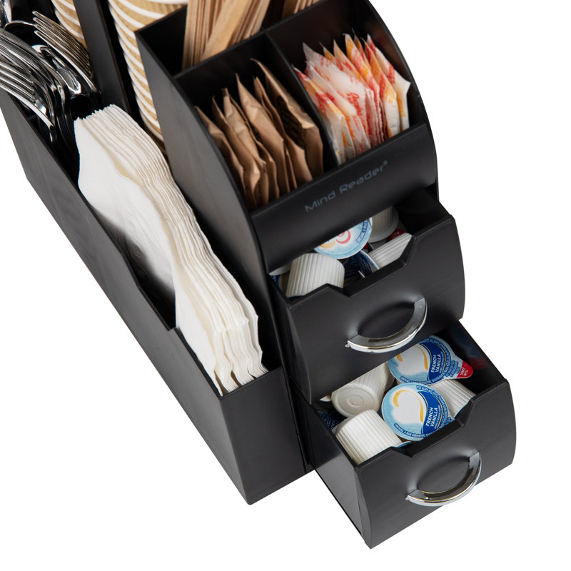 Ensemble tiroir à dosettes et tasse à condiments Mind Reader, capacité de 36 dosettes, 2 pièces, noir