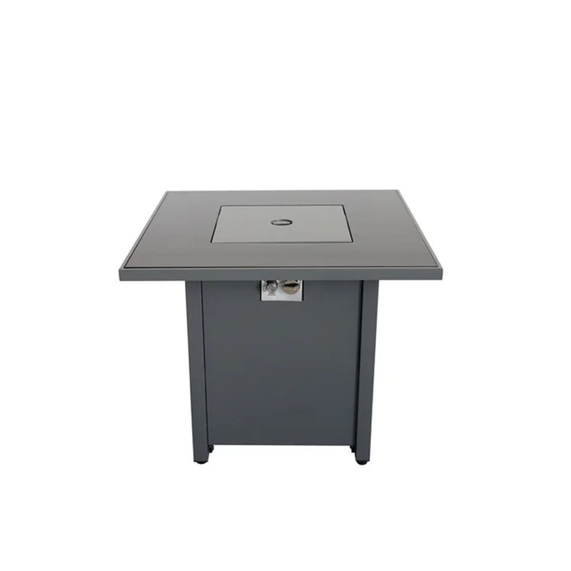 Grey 30" Fireplace With Heat - Rust- And Fire Pit Smoked Glass Lid Steel