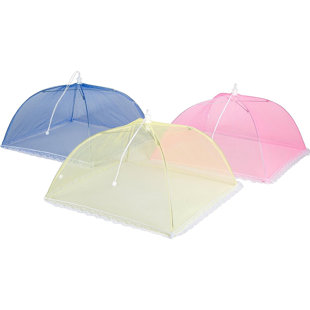 Collapsible Pop Up Food Covers 3pc Set Food Picnic Protectors Insect Net  Storage