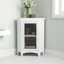 Meuble de coin Allare, 2 étagères réglables, porte vitrée, meuble de rangement autoportant blanc de 81 cm (32 po) pour salle de bain et salon.