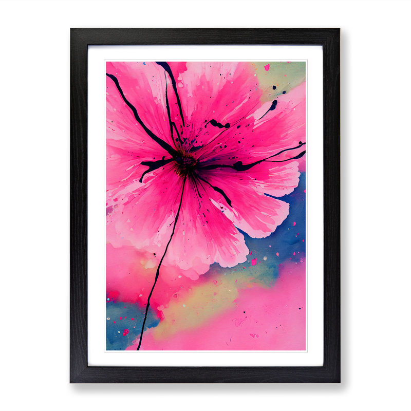 FRM-V0523-361X Carnation Flower Splatter Vol.1 - Single Picture Frame Print, Black Framed, 34cm H x 25cm W x 2cm D