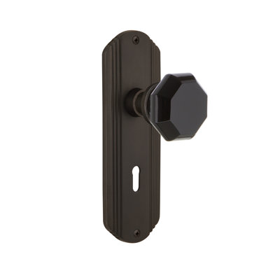 Assiette décorative avec trou de serrure décoratif et bouton de porte noir Waldorf