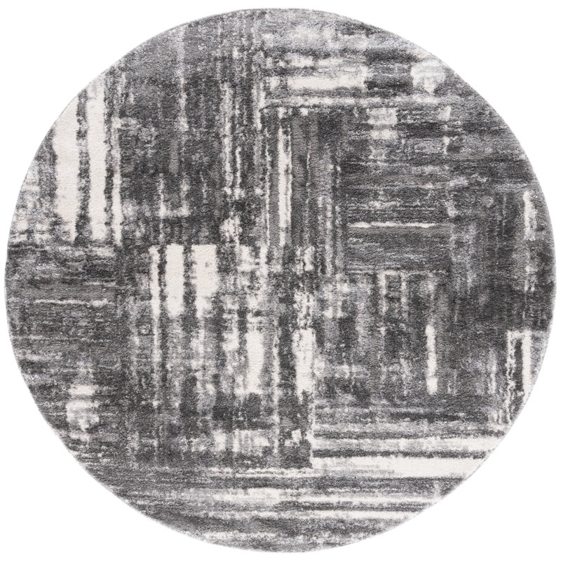 Darbyville Shag Performance Abstract Rug, Round 6'7"