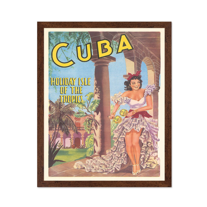 Cuba, île des tropiques, Affiche, H 24 po x l 32 po, Encadrement brun