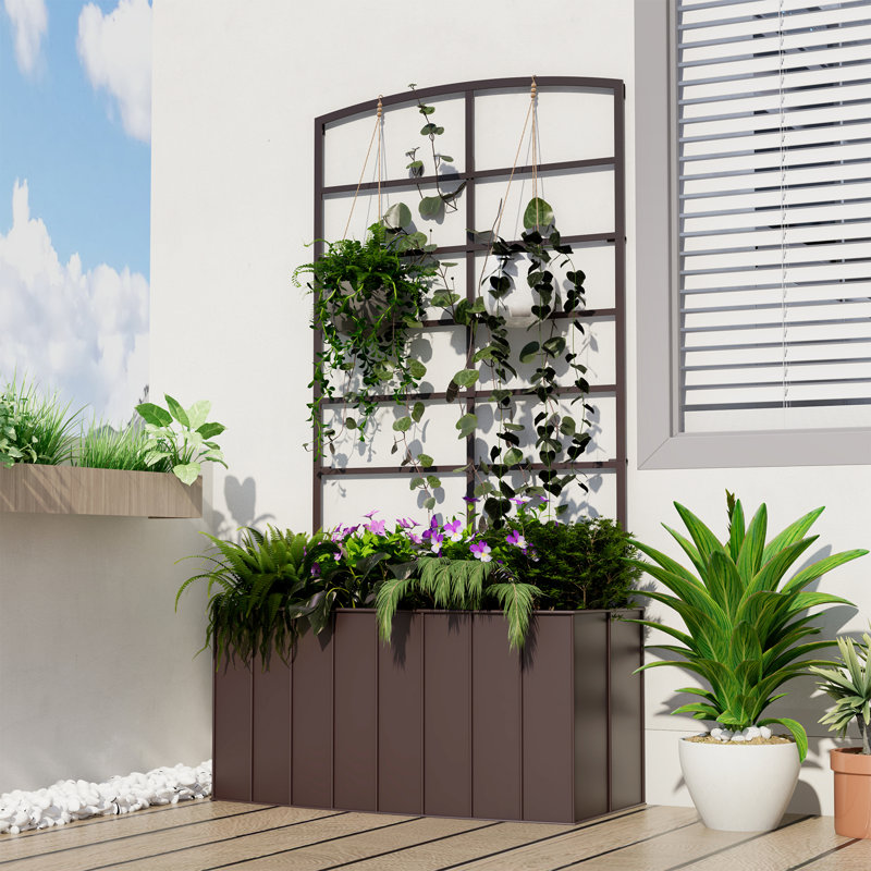 Alzada Metal Raised Garden Bed with Trellis