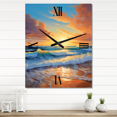 Photo de plage ensoleillée Horizons IV - Horloge murale nautique et plage