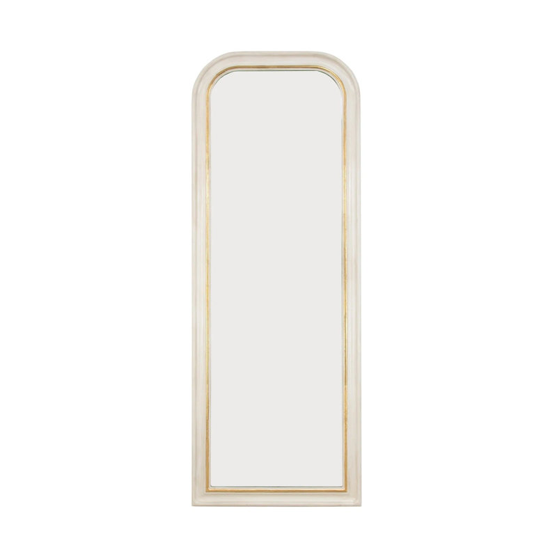 Isla Arch Wall Mirror, Antiqued White/Gold