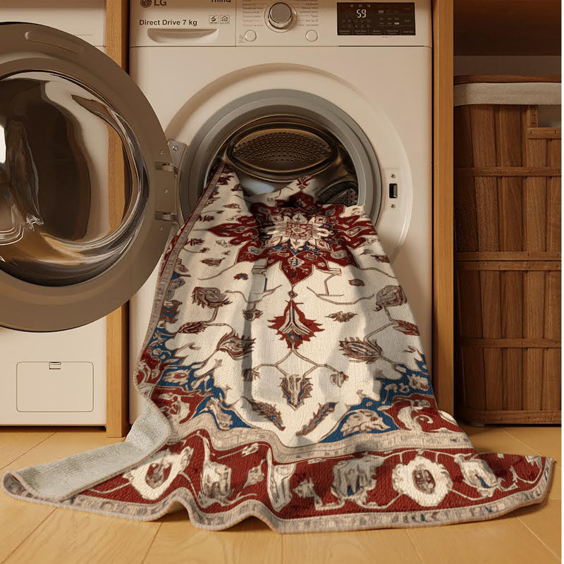 Machine Washable Persian Brown Area Rug, Round 8'