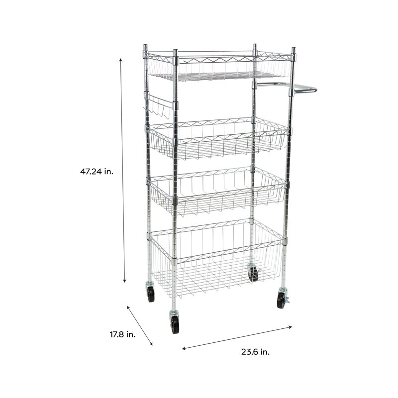 Chrome 4-Tier Industrial Utility Cart with Casters