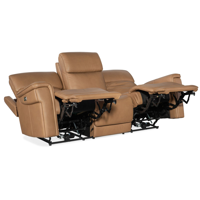 MS Zero Gravity Power Sofa with Power Headrest and Lumbar, Brown Genuine Leather