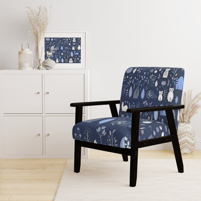 Minimalist Forest Animal Pattern - Upholstered Casual Accent Arm Chair