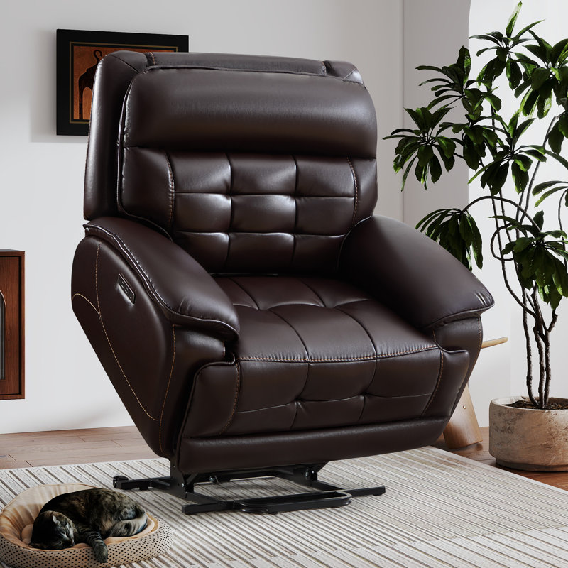 Fauteuil inclinable surdimensionné en similicuir de 48,43 po avec massage 8 points, chaleur lombaire, ports USB et Type-C