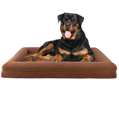 PETMAKER 45in Large Dog Bed – Memory Foam Pet Bed with Bolster, Brown