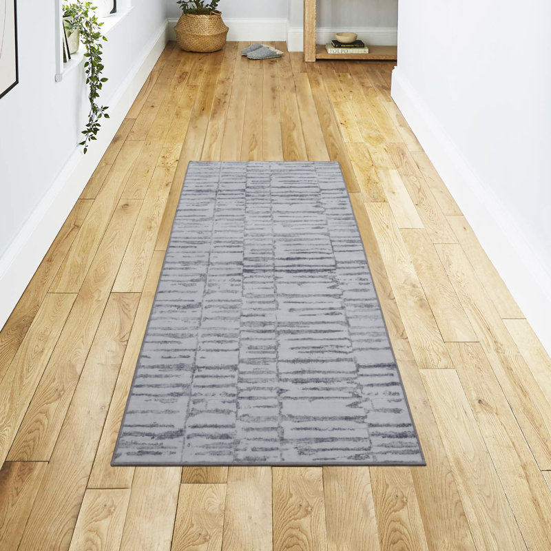 Jean Pierre New York Enderlin Stripe Machine Washable Dream Mink Printed Chenille Rugs, Runner 2' x 5'