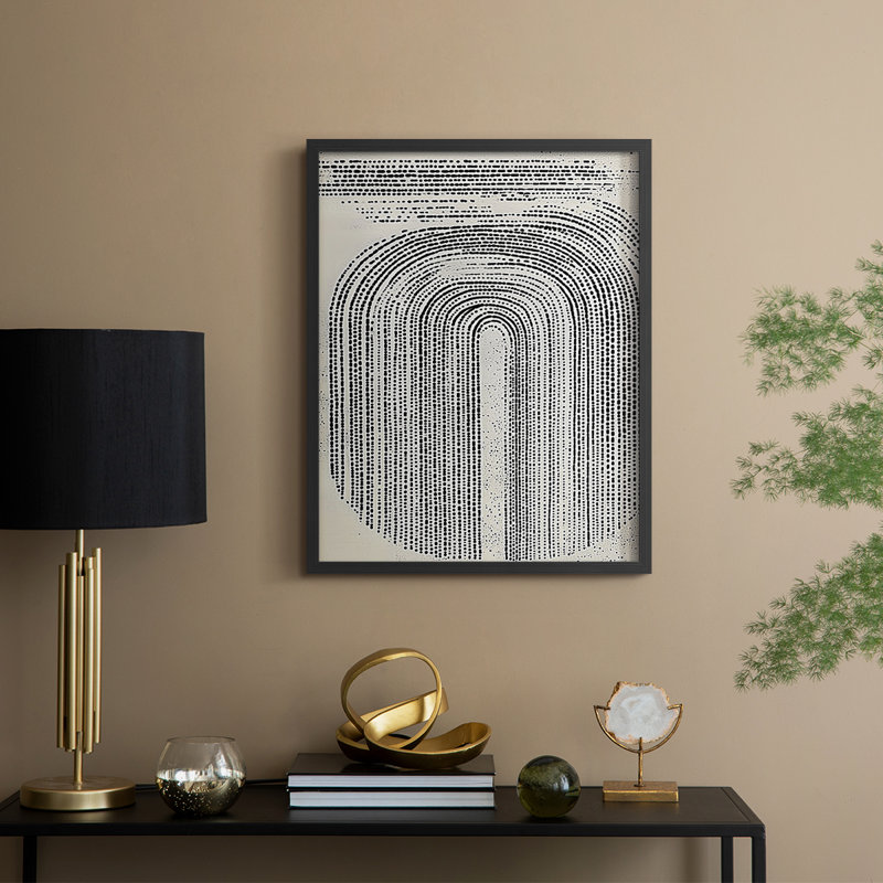 Impression abstraite encadrée CXCVI - prête à être suspendue - fabriquée aux États-Unis, H 14 po x l 11 po, Noir