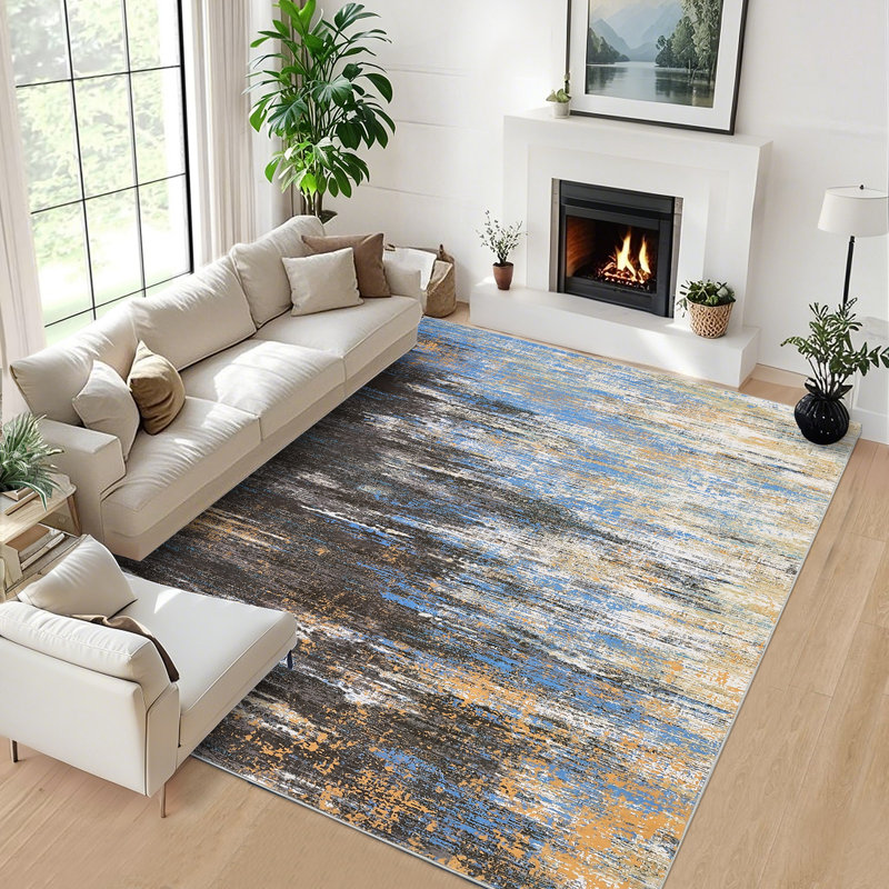 Abstract 200cm X 290cm Area Rug, Brown, Rectangle 200 x 290 cm