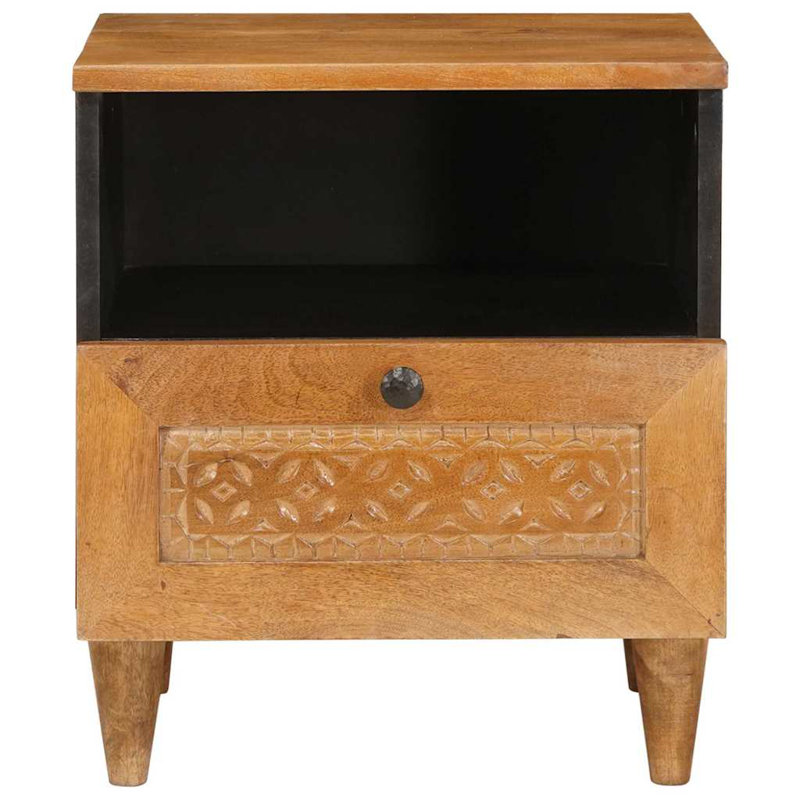 40cm W Solid Wood Bedside Table, Light Brown