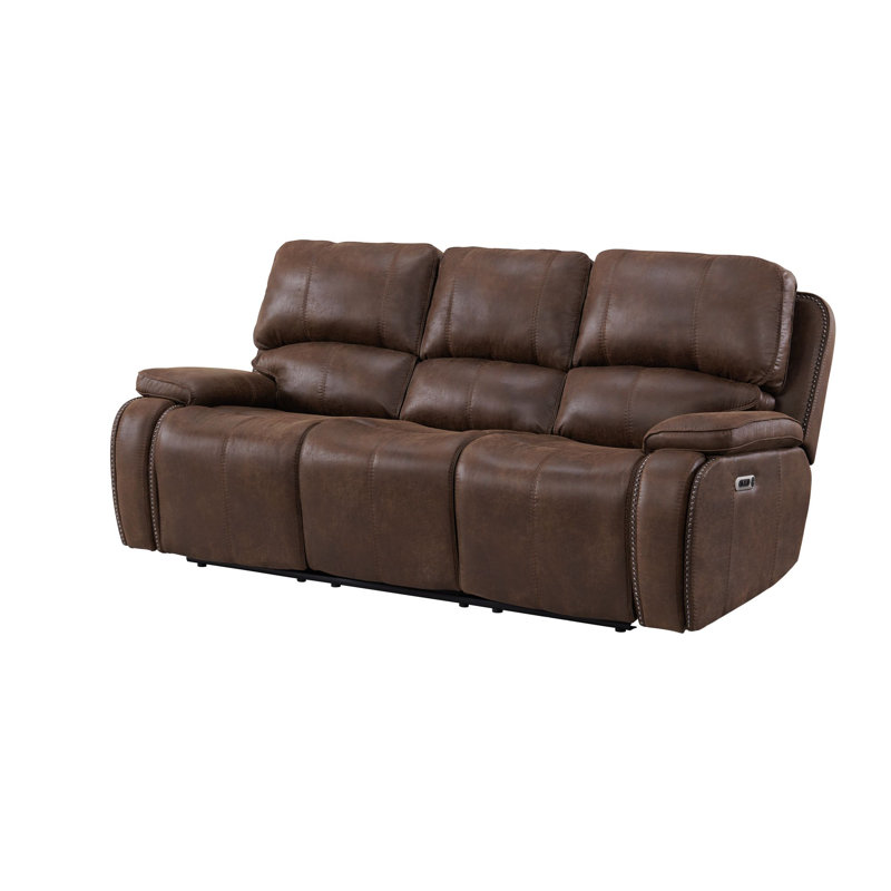 Canapé inclinable électrique de 89 po Murdocca, Polyester à 100 % de couleur brune