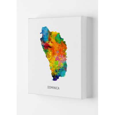 Dominica Watercolour Map by Michael Tompsett - Print