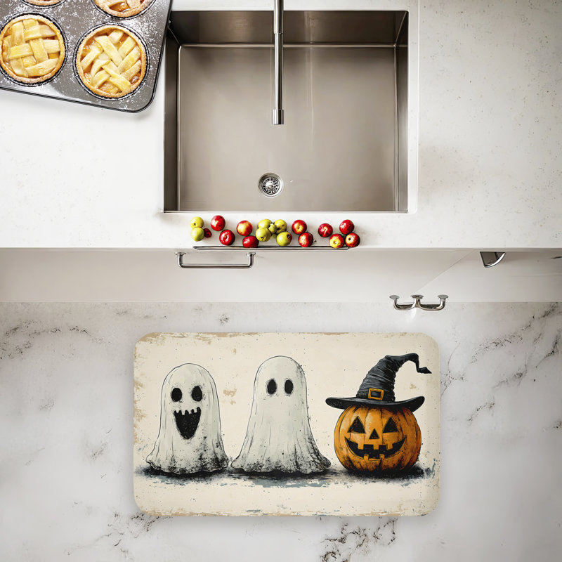 Tapis de sol anti-fatigue d'Halloween, Trio d'icônes d'Halloween